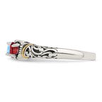 Sterling Silver Antiqued w/14k 3-stone Mother's Ring Mounting (No Stone Included)