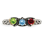 Sterling Silver Antiqued w/14k 3-stone Mother's Ring Mounting (No Stone Included)