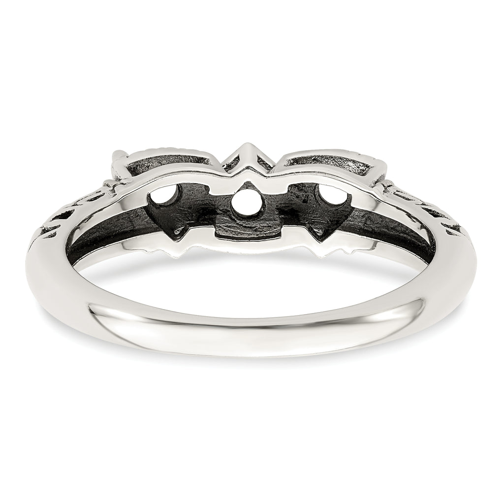 Sterling Silver Antiqued w/14k 3-stone Mother's Ring Mounting (No Stone Included)