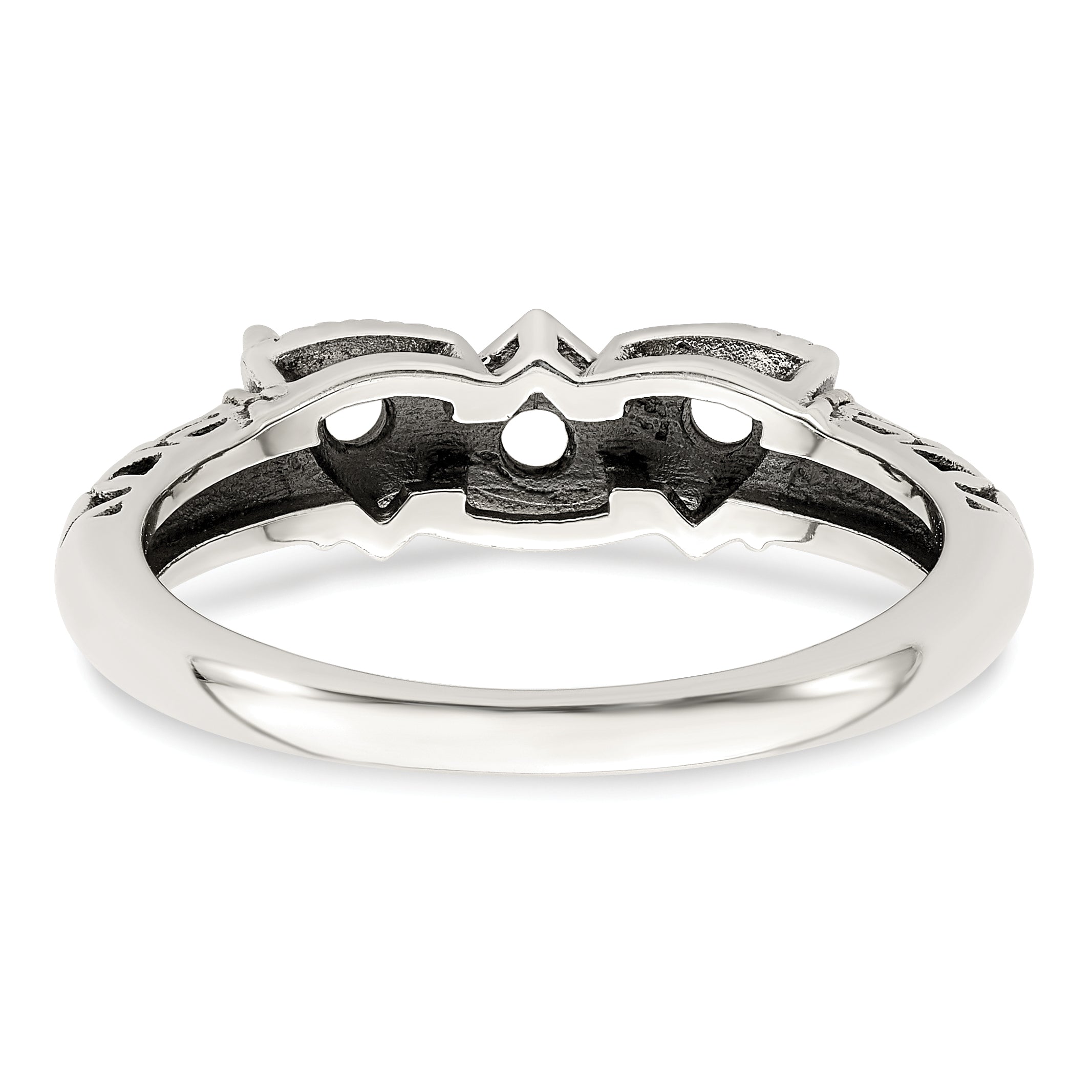 Sterling Silver Antiqued w/14k 3-stone Mother's Ring Mounting (No Stone Included)