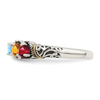 Sterling Silver Antiqued w/14k 4-stone Mother's Ring Mounting (No Stone Included)