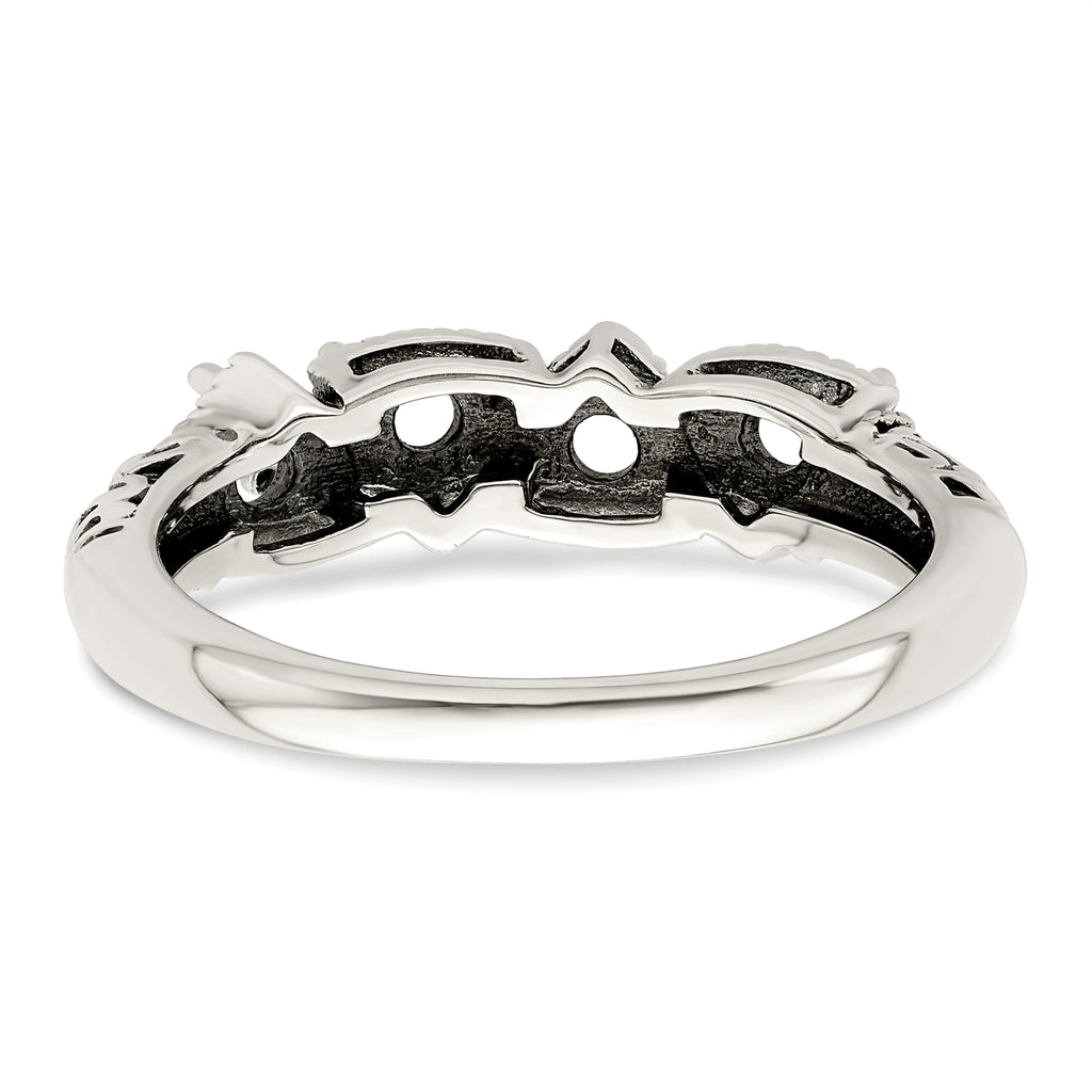 Sterling Silver Antiqued w/14k 4-stone Mother's Ring Mounting (No Stone Included)