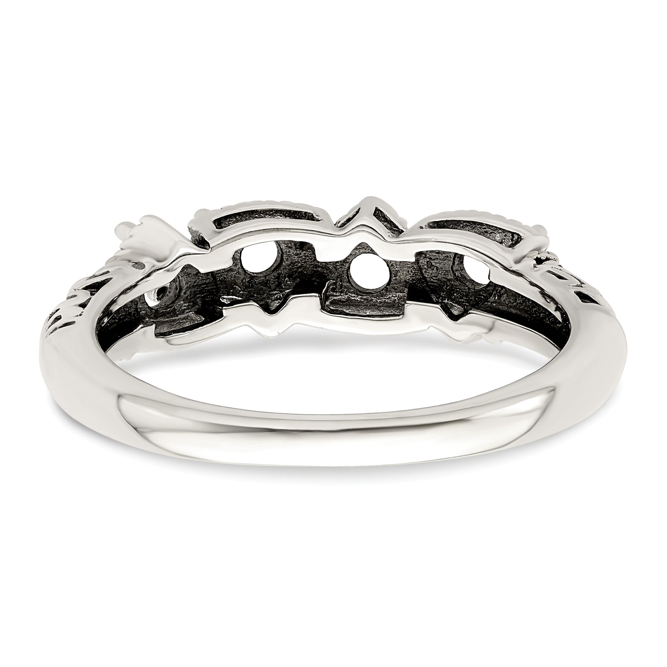 Sterling Silver Antiqued w/14k 4-stone Mother's Ring Mounting (No Stone Included)