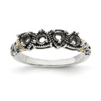 Sterling Silver Antiqued w/14k 4-stone Mother's Ring Mounting (No Stone Included)