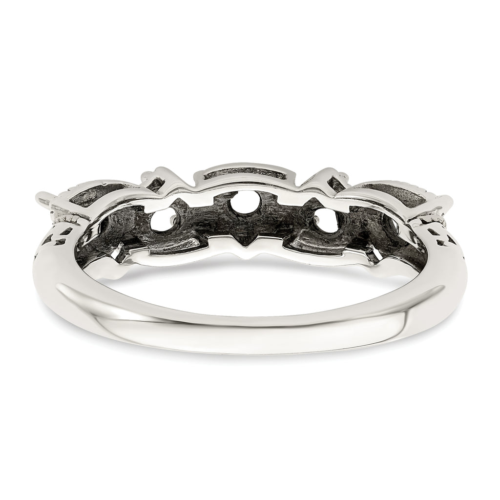 Sterling Silver Antiqued w/14k 5-stone Mother's Ring Mounting (No Stone Included)
