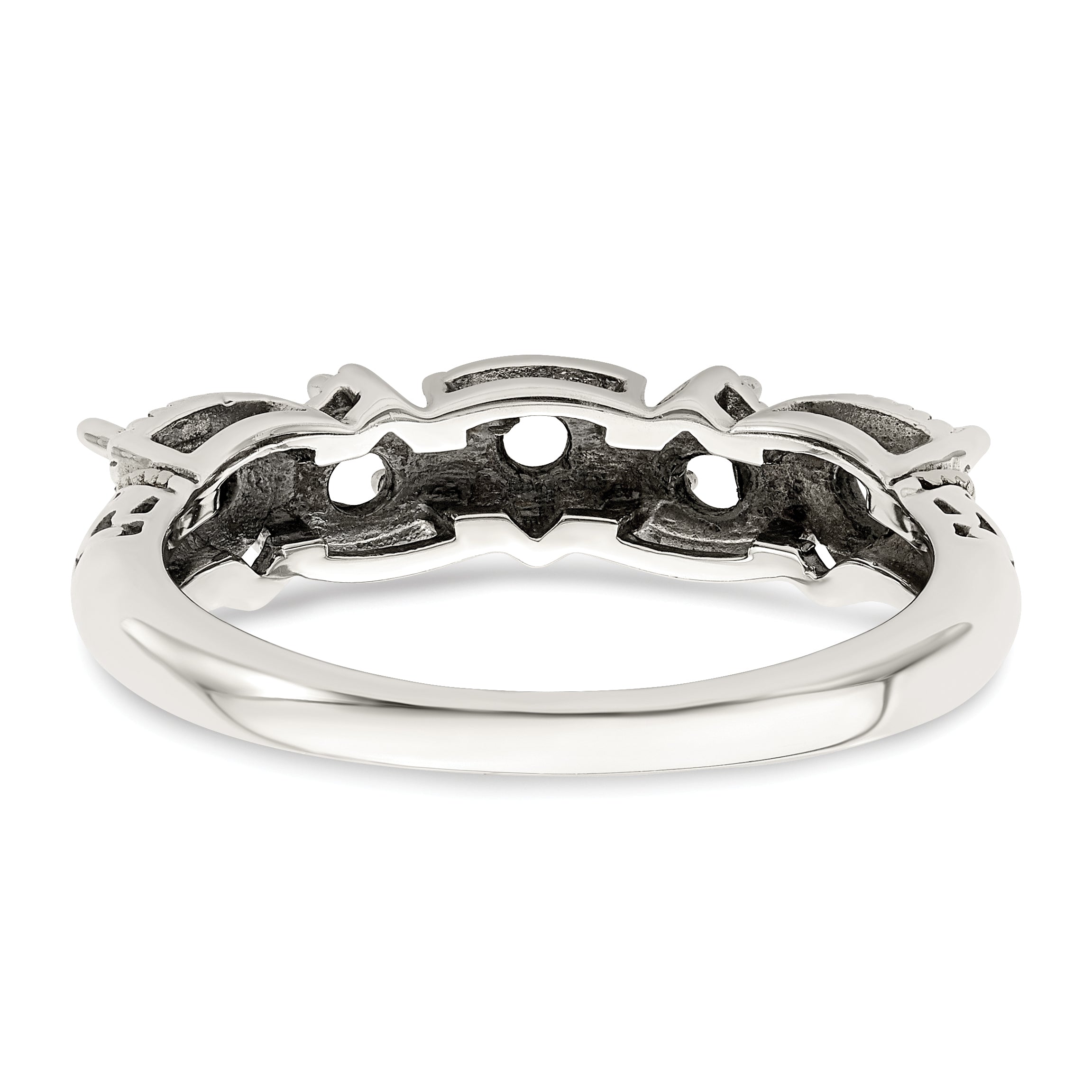 Sterling Silver Antiqued w/14k 5-stone Mother's Ring Mounting (No Stone Included)
