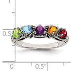 Sterling Silver Antiqued w/14k 5-stone Mother's Ring Mounting (No Stone Included)