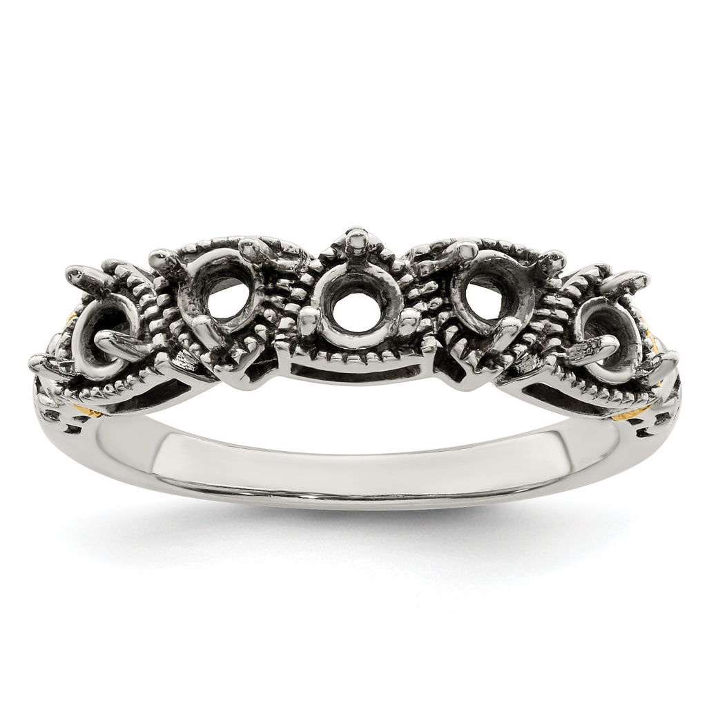 Sterling Silver Antiqued w/14k 5-stone Mother's Ring Mounting (No Stone Included)