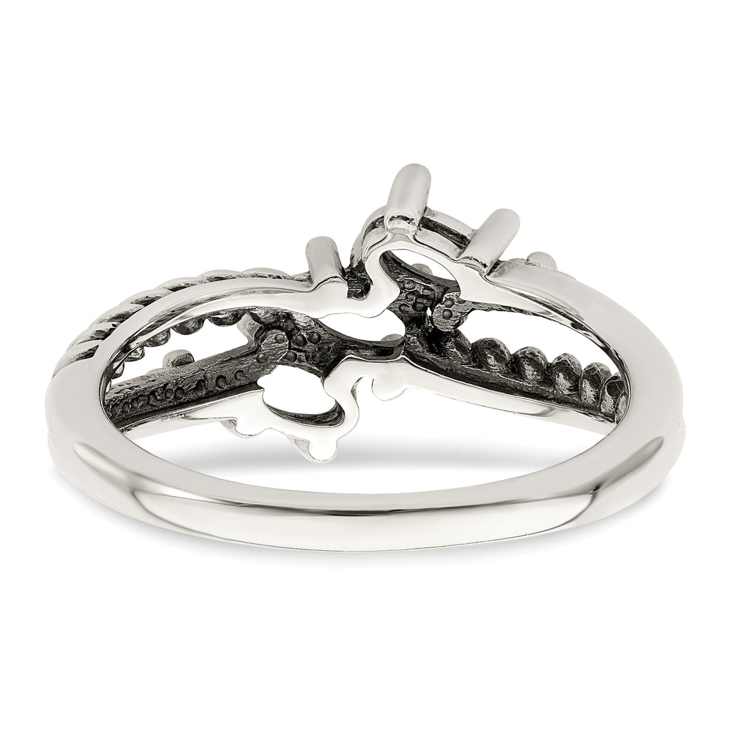 Sterling Silver Antiqued w/14k 3-stone Mother's Ring Mounting (No Stone Included)
