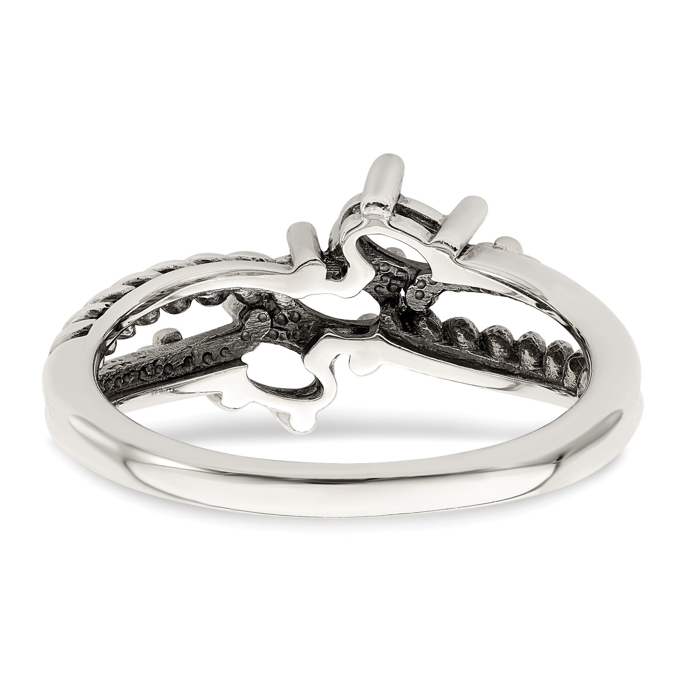 Sterling Silver Antiqued w/14k 3-stone Mother's Ring Mounting (No Stone Included)