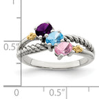 Sterling Silver Antiqued w/14k 3-stone Mother's Ring Mounting (No Stone Included)