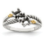 Sterling Silver Antiqued w/14k 3-stone Mother's Ring Mounting (No Stone Included)