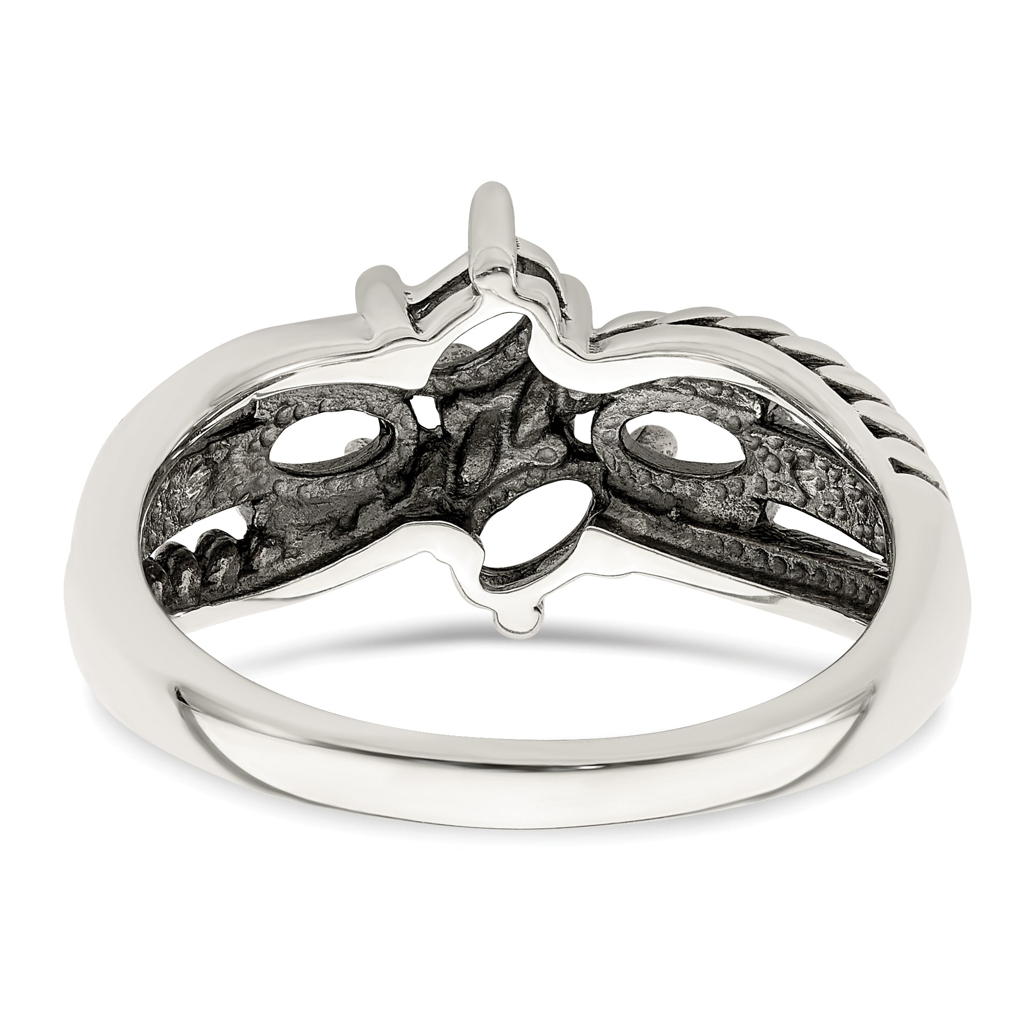 Sterling Silver Antiqued w/14k 4-stone Mother's Ring Mounting (No Stone Included)