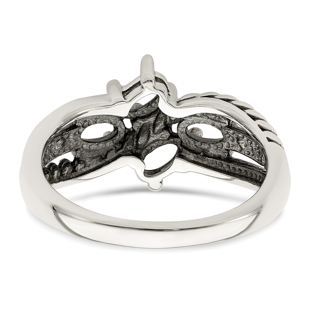 Sterling Silver Antiqued w/14k 4-stone Mother's Ring Mounting (No Stone Included)