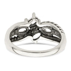 Sterling Silver Antiqued w/14k 4-stone Mother's Ring Mounting (No Stone Included)