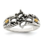 Sterling Silver Antiqued w/14k 4-stone Mother's Ring Mounting (No Stone Included)
