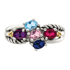 Sterling Silver Antiqued w/14k 5-stone Mother's Ring Mounting (No Stone Included)