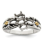 Sterling Silver Antiqued w/14k 5-stone Mother's Ring Mounting (No Stone Included)