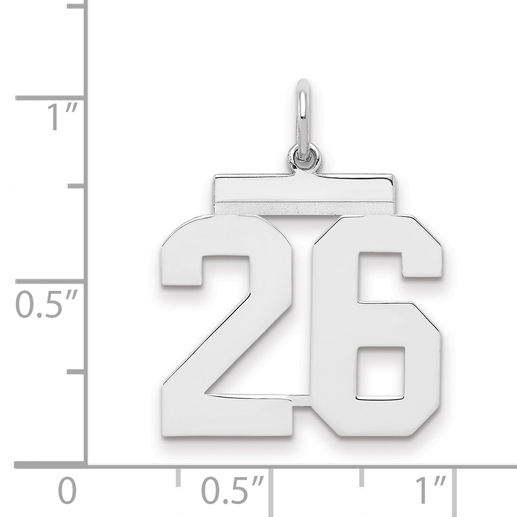 Sterling/Silver Rhodium-plated Polished Number 26 Charm