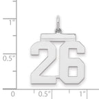 Sterling/Silver Rhodium-plated Polished Number 26 Charm