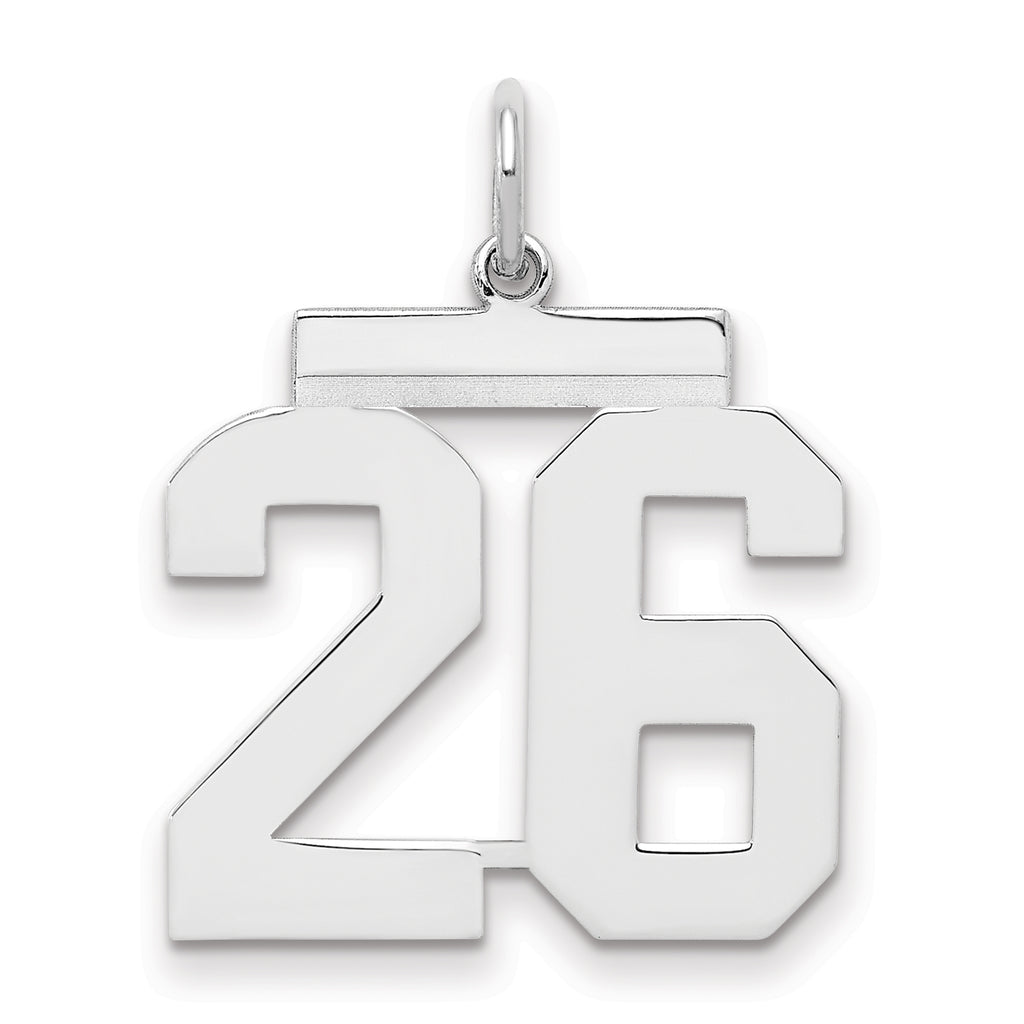 Sterling/Silver Rhodium-plated Polished Number 26 Charm