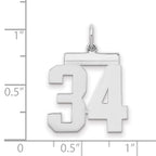 Sterling/Silver Rhodium-plated Polished Number 34 Charm