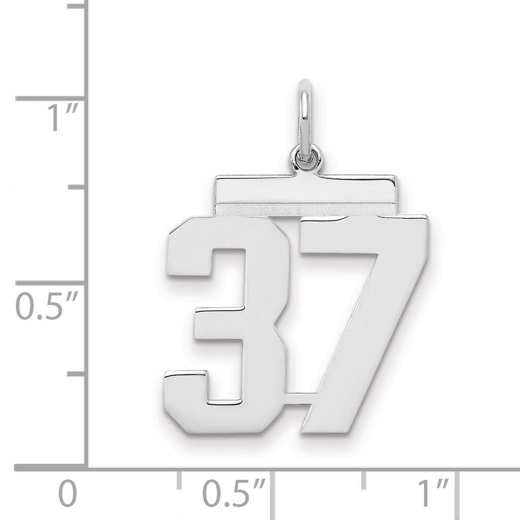 Sterling/Silver Rhodium-plated Polished Number 37 Charm