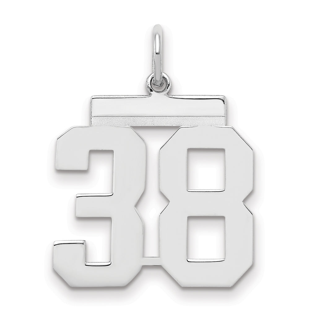 Sterling/Silver Rhodium-plated Polished Number 38 Charm
