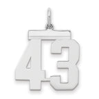 Sterling/Silver Rhodium-plated Polished Number 43 Charm
