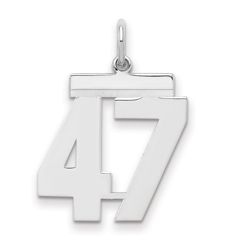 Sterling/Silver Rhodium-plated Polished Number 47 Charm