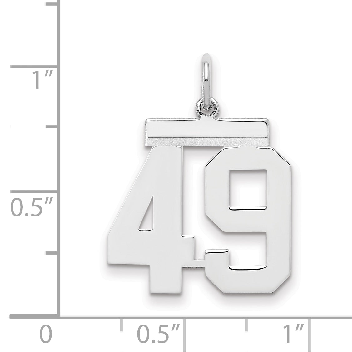 Sterling/Silver Rhodium-plated Polished Number 49 Charm