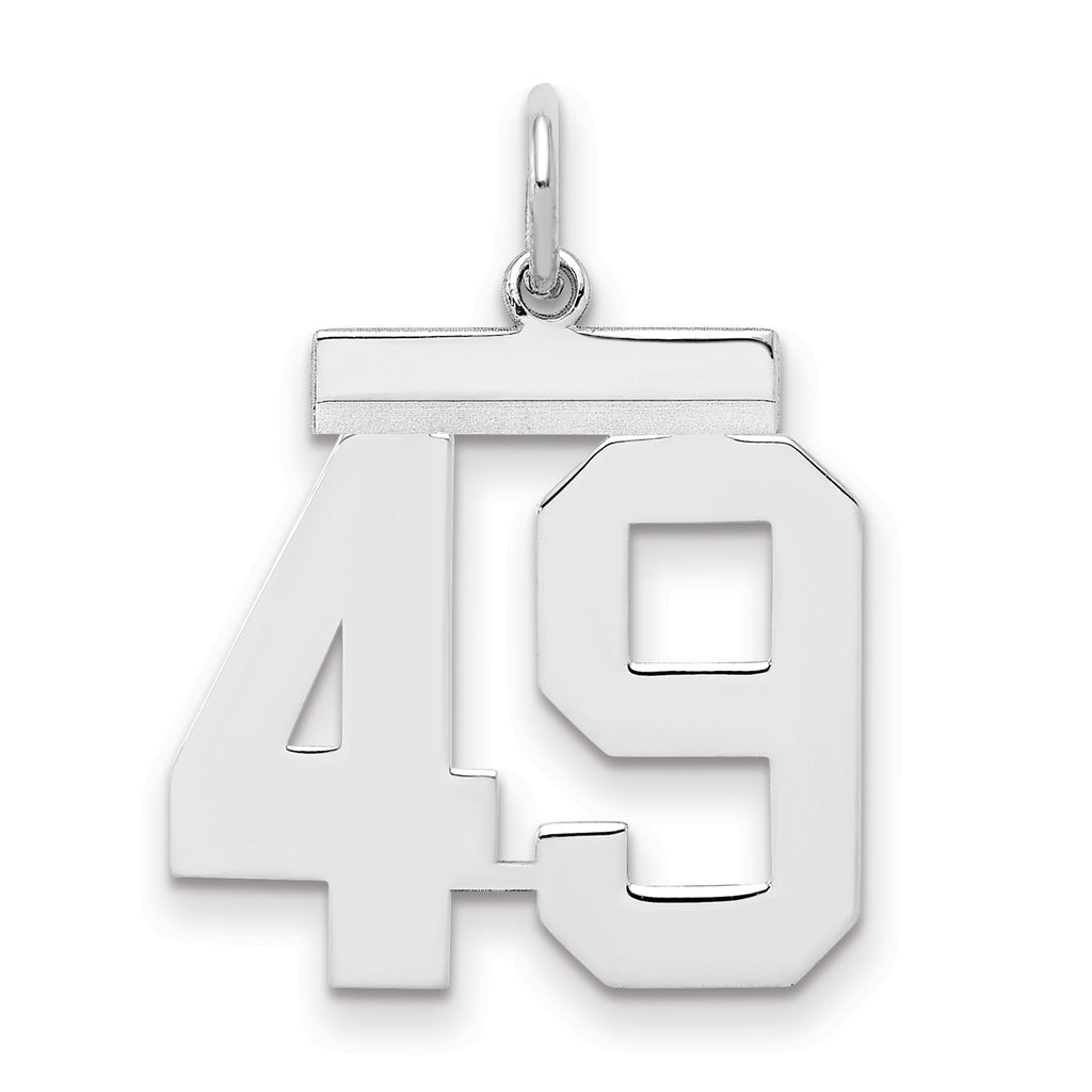Sterling/Silver Rhodium-plated Polished Number 49 Charm