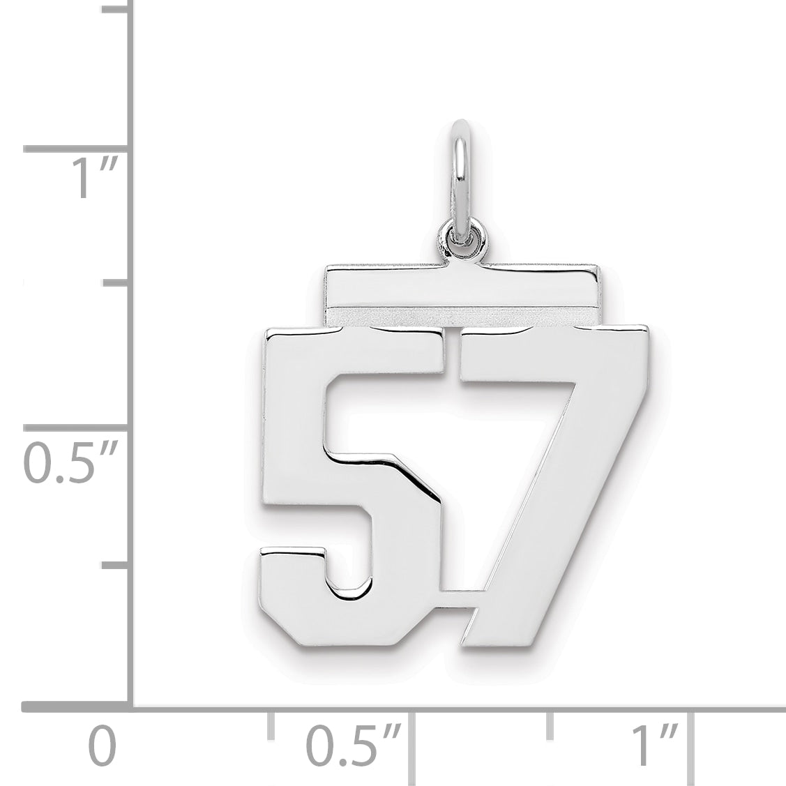 Sterling/Silver Rhodium-plated Polished Number 57 Charm