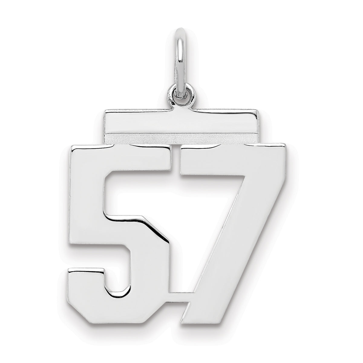 Sterling/Silver Rhodium-plated Polished Number 57 Charm