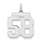 Sterling/Silver Rhodium-plated Polished Number 58 Charm