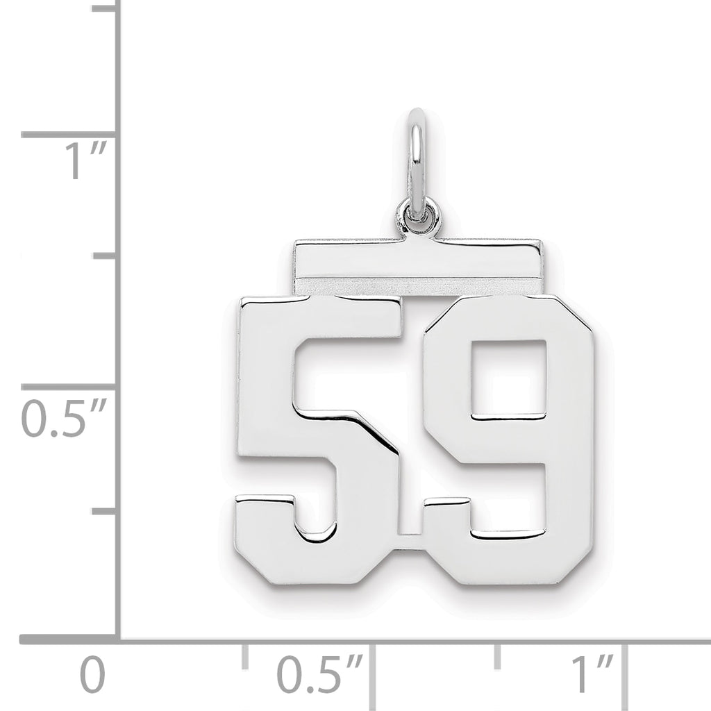 Sterling/Silver Rhodium-plated Polished Number 59 Charm