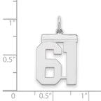 Sterling/Silver Rhodium-plated Polished Number 61 Charm