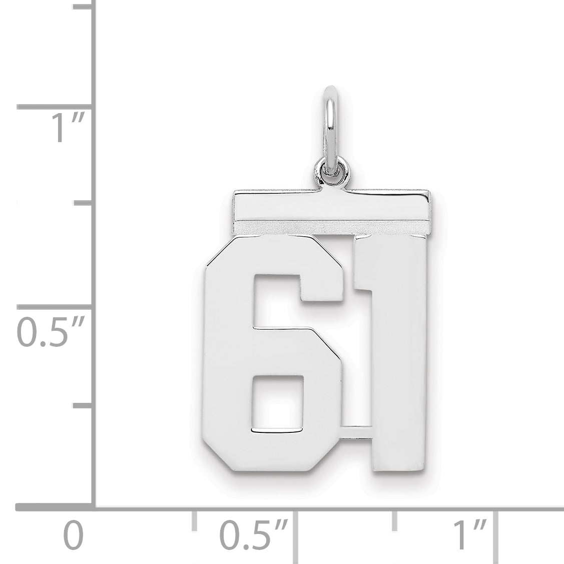 Sterling/Silver Rhodium-plated Polished Number 61 Charm