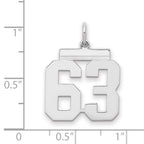 Sterling/Silver Rhodium-plated Polished Number 63 Charm