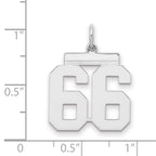 Sterling/Silver Rhodium-plated Polished Number 66 Charm