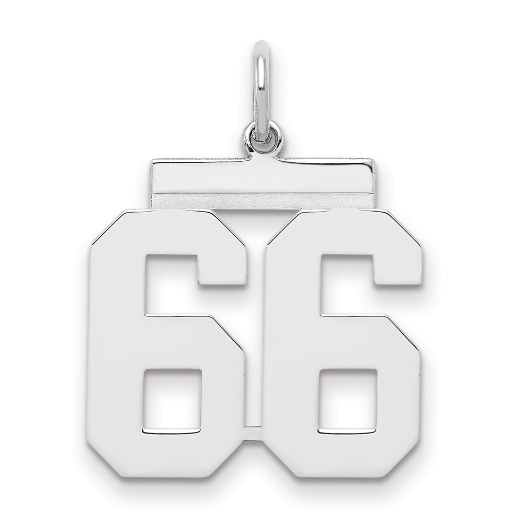 Sterling/Silver Rhodium-plated Polished Number 66 Charm