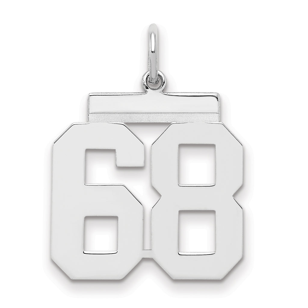 Sterling/Silver Rhodium-plated Polished Number 68 Charm