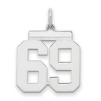 Sterling/Silver Rhodium-plated Polished Number 69 Charm