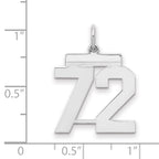 Sterling/Silver Rhodium-plated Polished Number 72 Charm