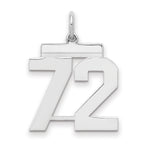 Sterling/Silver Rhodium-plated Polished Number 72 Charm