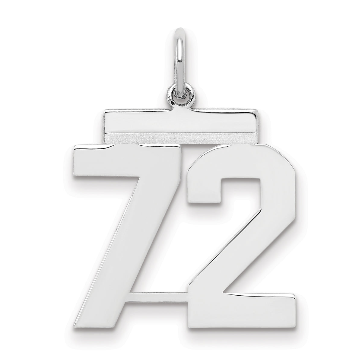 Sterling/Silver Rhodium-plated Polished Number 72 Charm