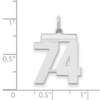 Sterling/Silver Rhodium-plated Polished Number 74 Charm