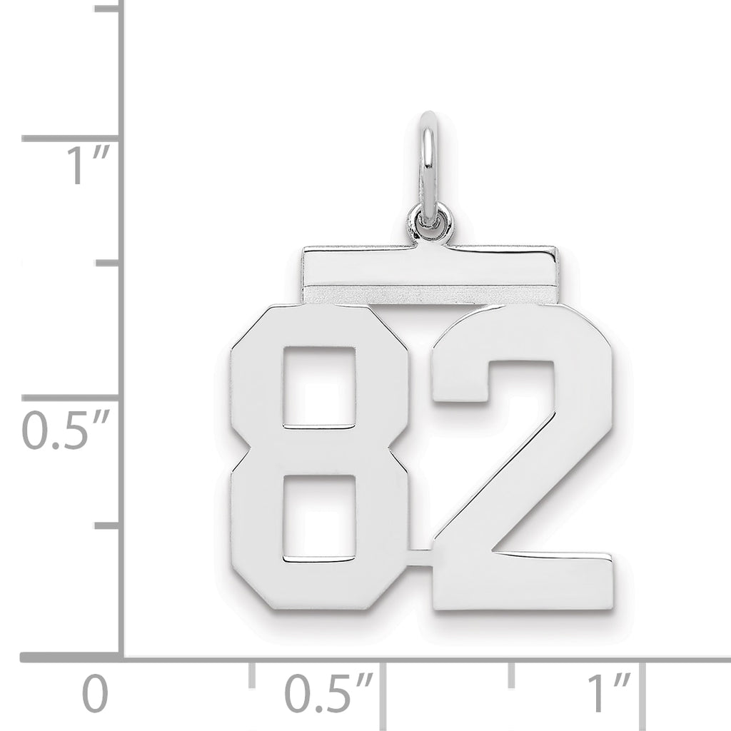 Sterling/Silver Rhodium-plated Polished Number 82 Charm