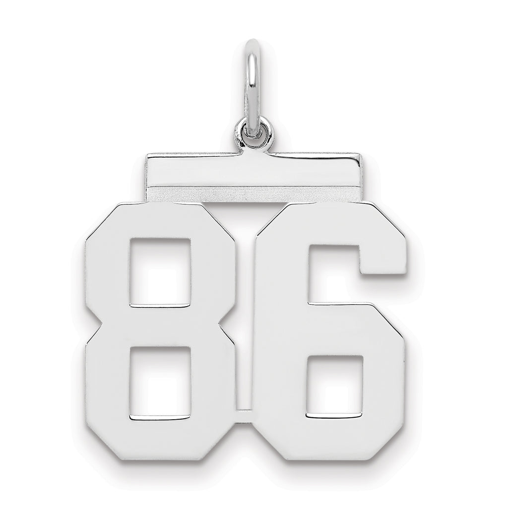 Sterling/Silver Rhodium-plated Polished Number 86 Charm