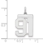 Sterling/Silver Rhodium-plated Polished Number 91 Charm